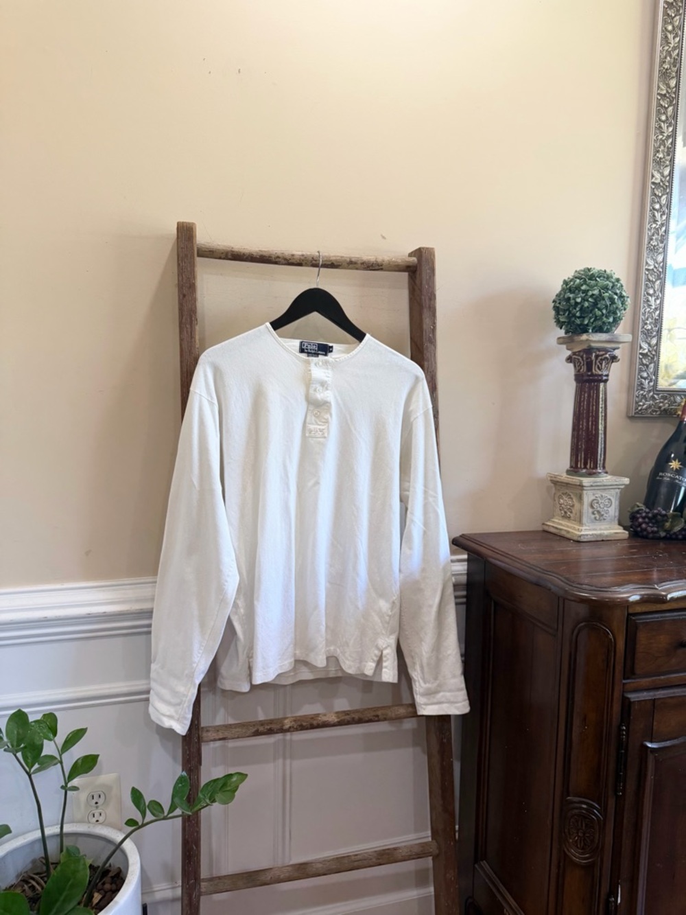 Polo Ralph Lauren Classic White Henley Long-Sleeve Shirt